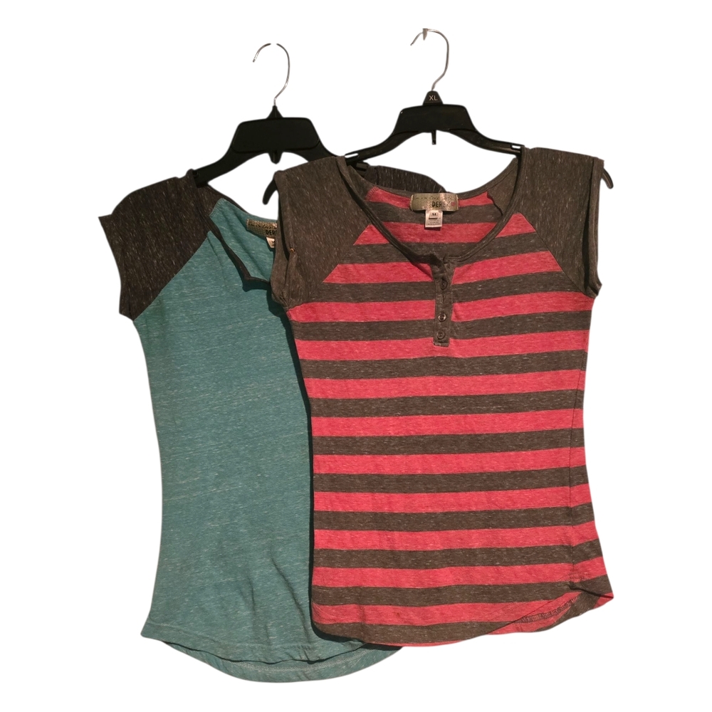 Striped Short Sleeve Tees - Pink and Blue